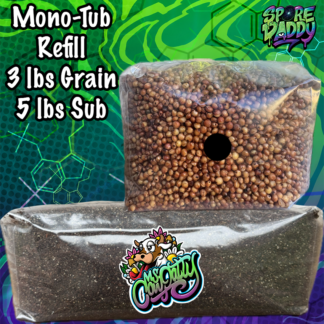 Monotub Refill Kit | 5 lbs Manure Blend Pasteurized Substrate | 3 lbs Sterilized Milo Sorghum Mushroom Grain Spawn